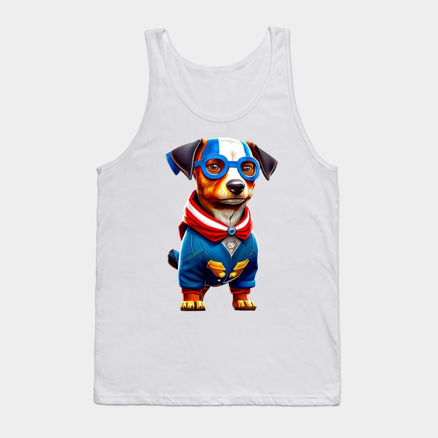 Proud Pup: American Dachshund with Flag Colors and Blue Glasses Tee Tank Top by fur-niche